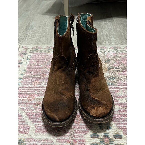 CORRAL Eudora Chocolate-Tan Lamb Abstract Short Top Boot Size 6.5 - Picture 3 of 14